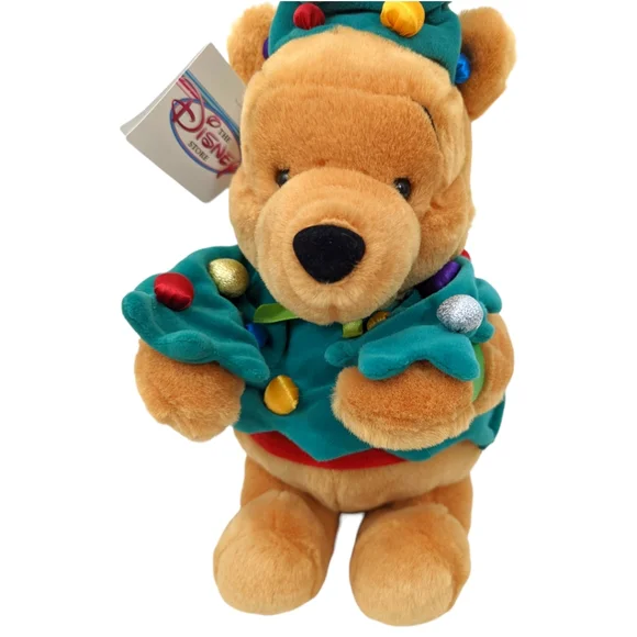 Vintage 90s Disney Store Winnie the Pooh Christmas Tree Plush Stuffed Animal NWT - Picture 6 of 8